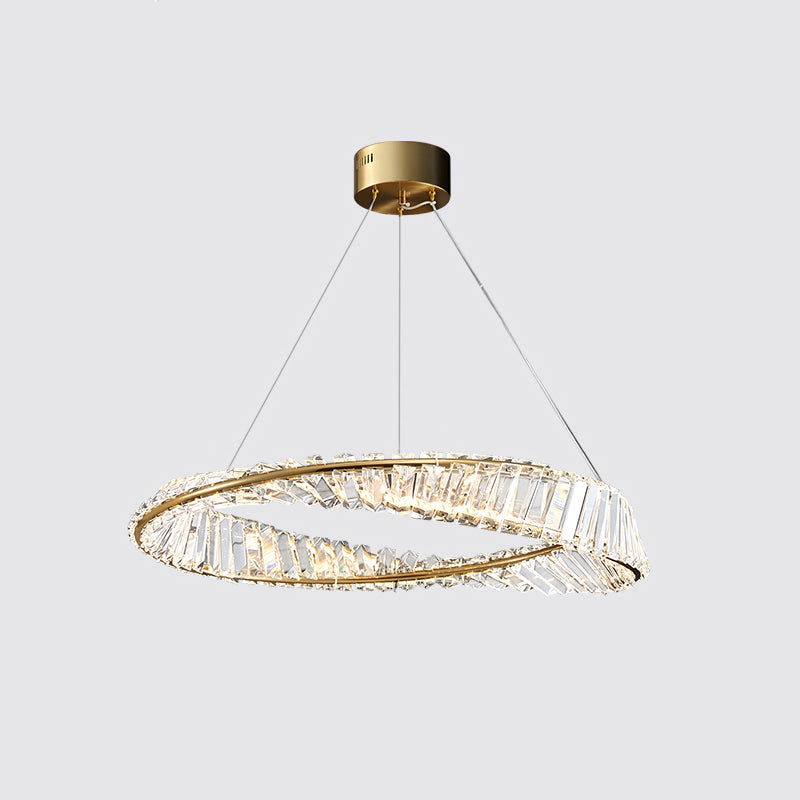 Contemporary Style Ceiling Lighting Ring Crystal in Gold LED Ceiling Fixture