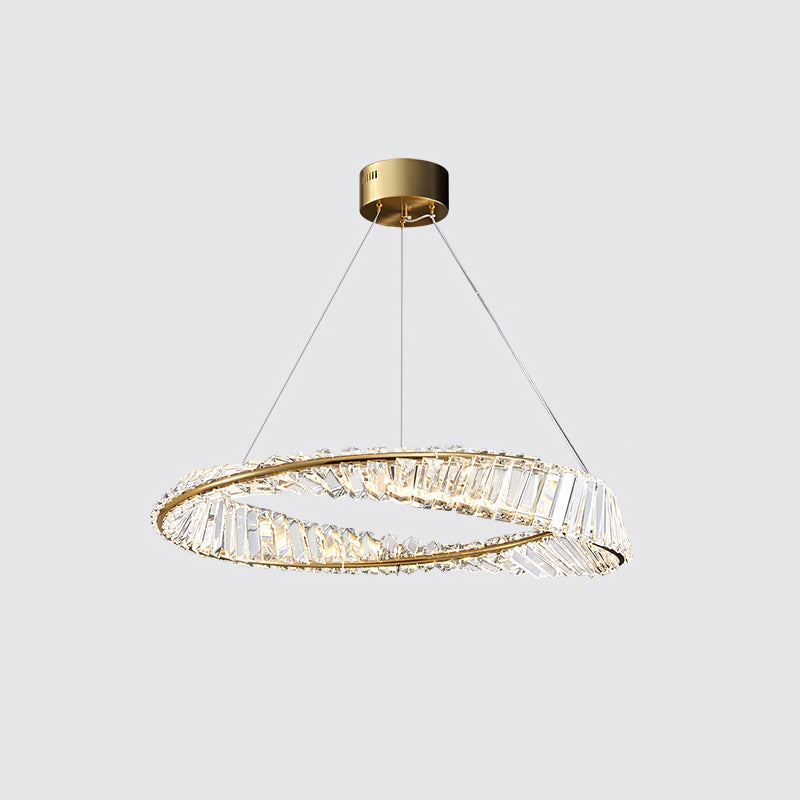 Contemporary Style Ceiling Lighting Ring Crystal in Gold LED Ceiling Fixture