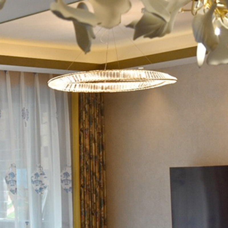 Contemporary Style Ceiling Lighting Ring Crystal in Gold LED Ceiling Fixture