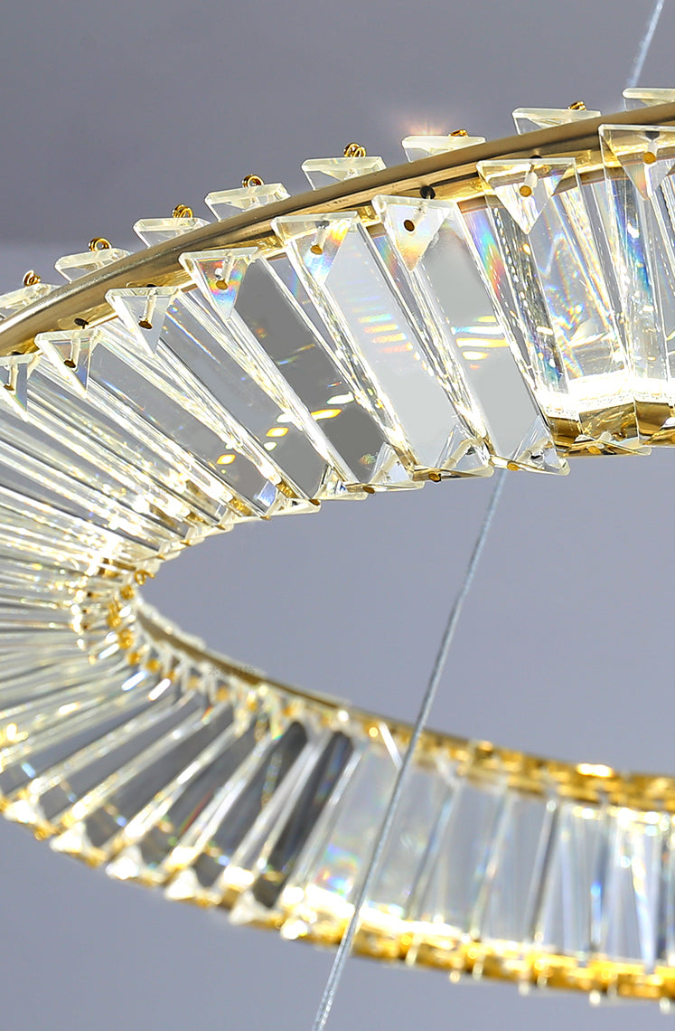 Contemporary Style Ceiling Lighting Ring Crystal in Gold LED Ceiling Fixture