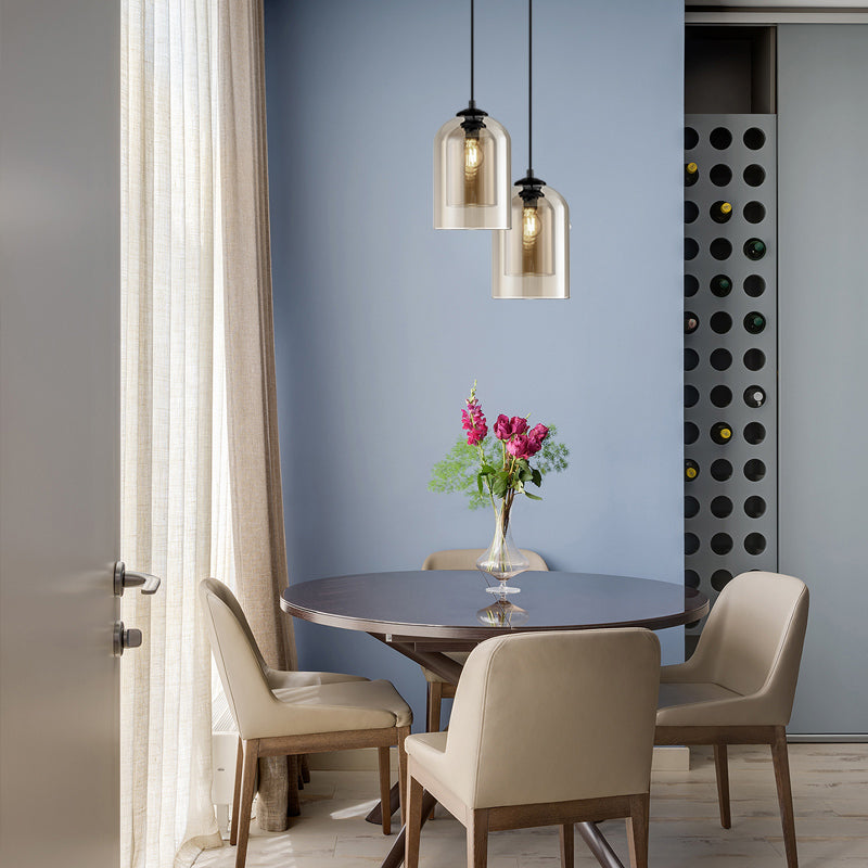 Glass Cylindrical Shape Ceiling Light Dinging Room Bedroom 1 Light Modern Hanging Light