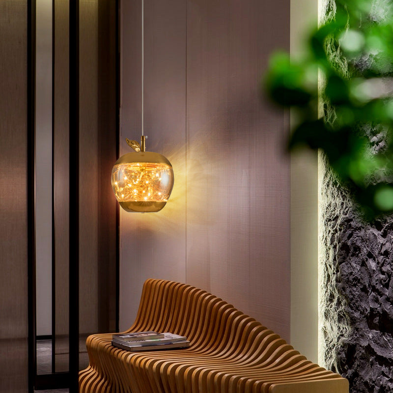 Éclairage pendentif à LED de pomme en verre contemporain 1 lampe suspendue à la tête pour salle à manger