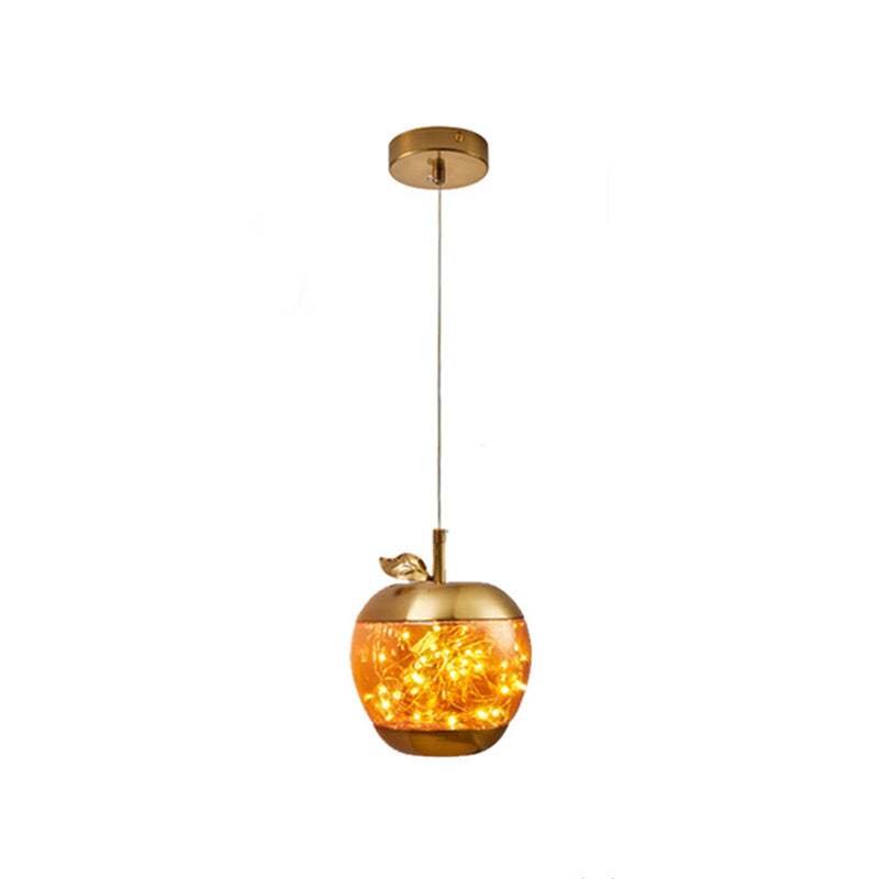 Éclairage pendentif à LED de pomme en verre contemporain 1 lampe suspendue à la tête pour salle à manger