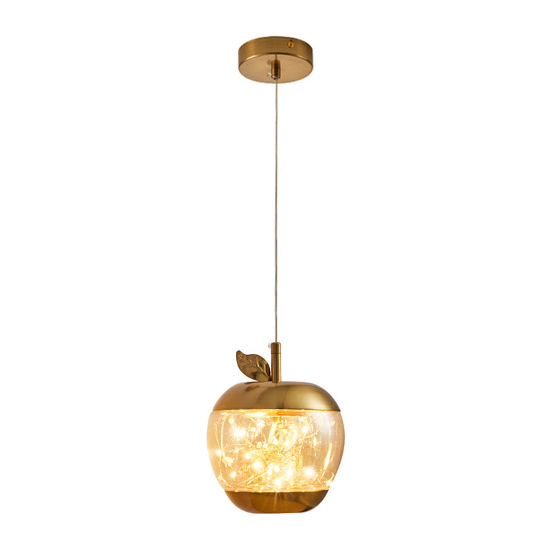 Éclairage pendentif à LED de pomme en verre contemporain 1 lampe suspendue à la tête pour salle à manger