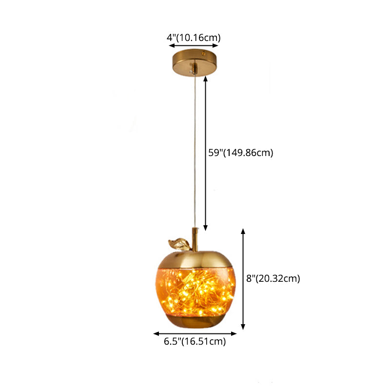 Éclairage pendentif à LED de pomme en verre contemporain 1 lampe suspendue à la tête pour salle à manger