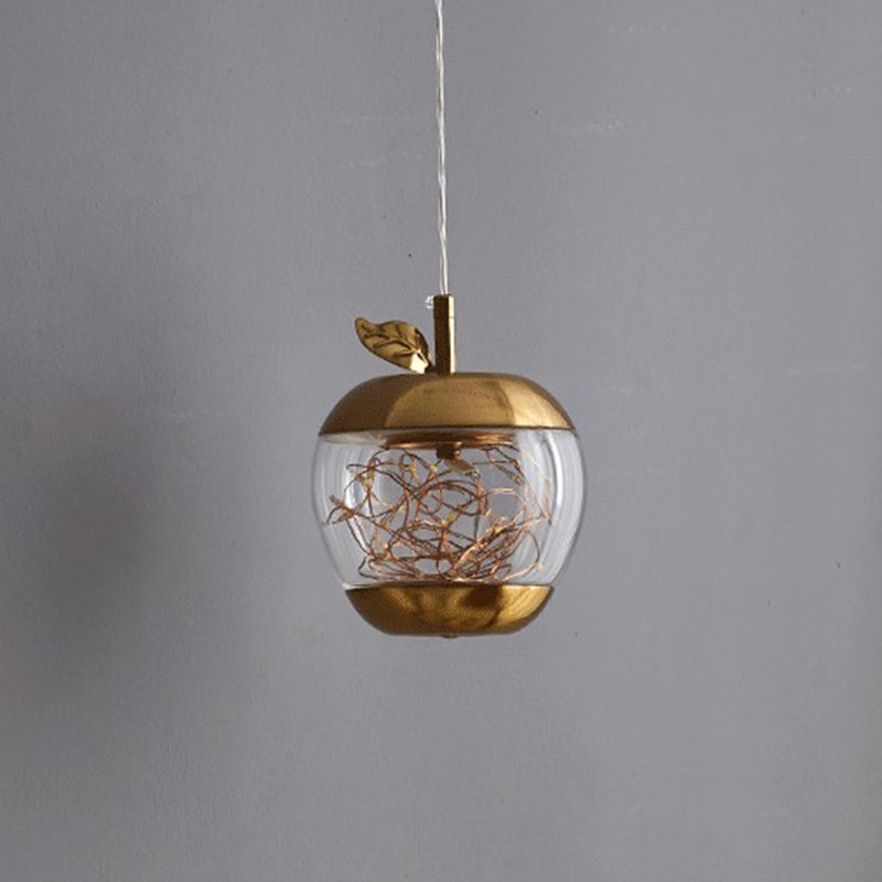 Éclairage pendentif à LED de pomme en verre contemporain 1 lampe suspendue à la tête pour salle à manger