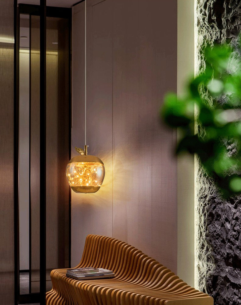Éclairage pendentif à LED de pomme en verre contemporain 1 lampe suspendue à la tête pour salle à manger