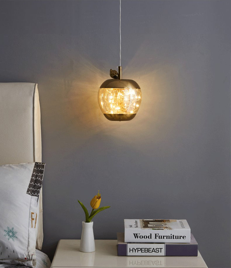 Éclairage pendentif à LED de pomme en verre contemporain 1 lampe suspendue à la tête pour salle à manger