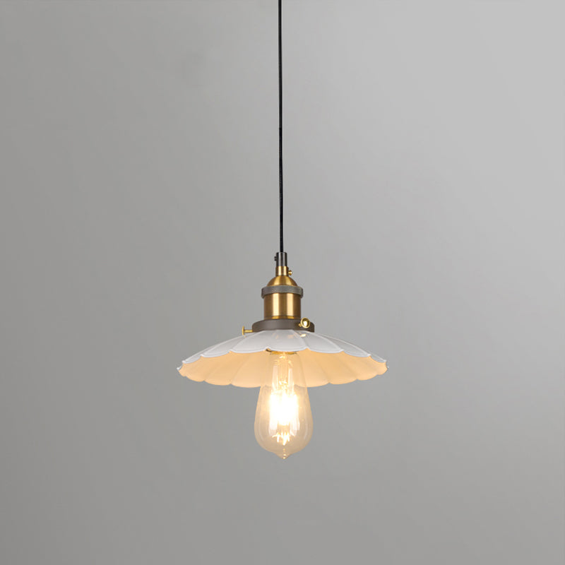 Ceiling Pendant Light Industrial Restaurant Pendant Light Kit with Tapered Metal Shade in White