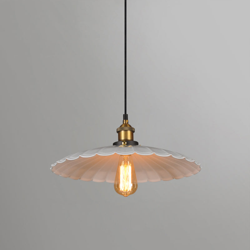 Ceiling Pendant Light Industrial Restaurant Pendant Light Kit with Tapered Metal Shade in White