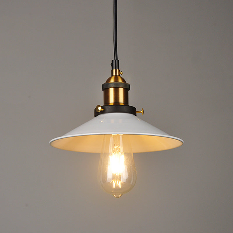 Ceiling Pendant Light Industrial Restaurant Pendant Light Kit with Tapered Metal Shade in White