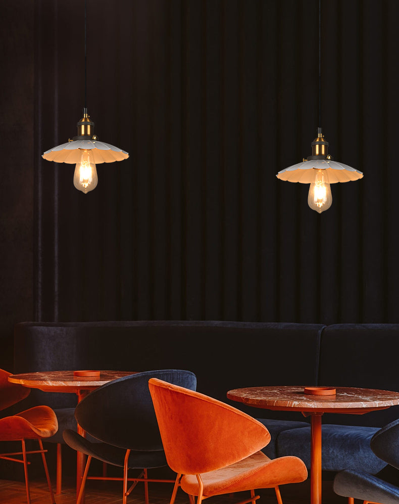 Ceiling Pendant Light Industrial Restaurant Pendant Light Kit with Tapered Metal Shade in White