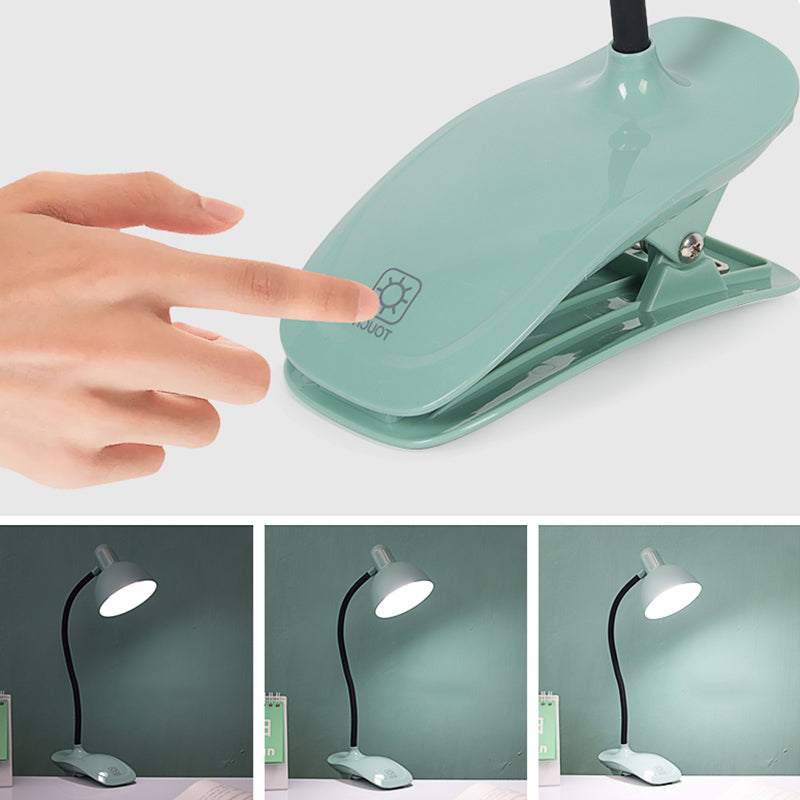 Macaron LED Clamp-on Table Lamp Flexible Gooseneck Reading Light with Plastic Shade