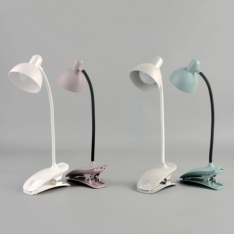 Macaron LED Clamp-on Table Lamp Flexible Gooseneck Reading Light with Plastic Shade