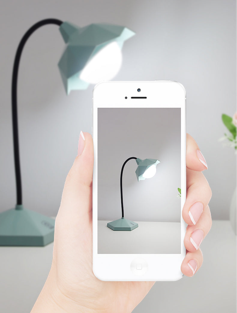 Tavola della camera da letto floreale luce in plastica in plastica lampada a LEAD LEAD con braccio flessibile