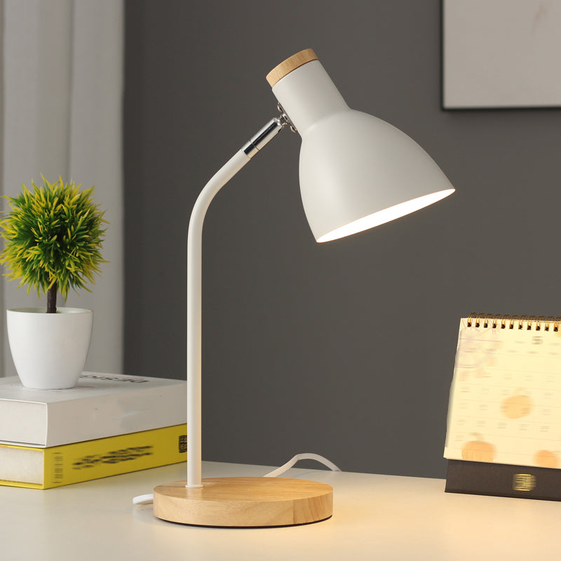 Macaron Simplicity Cone Table Lamp Metallic Nightstand Lamp for Bedroom