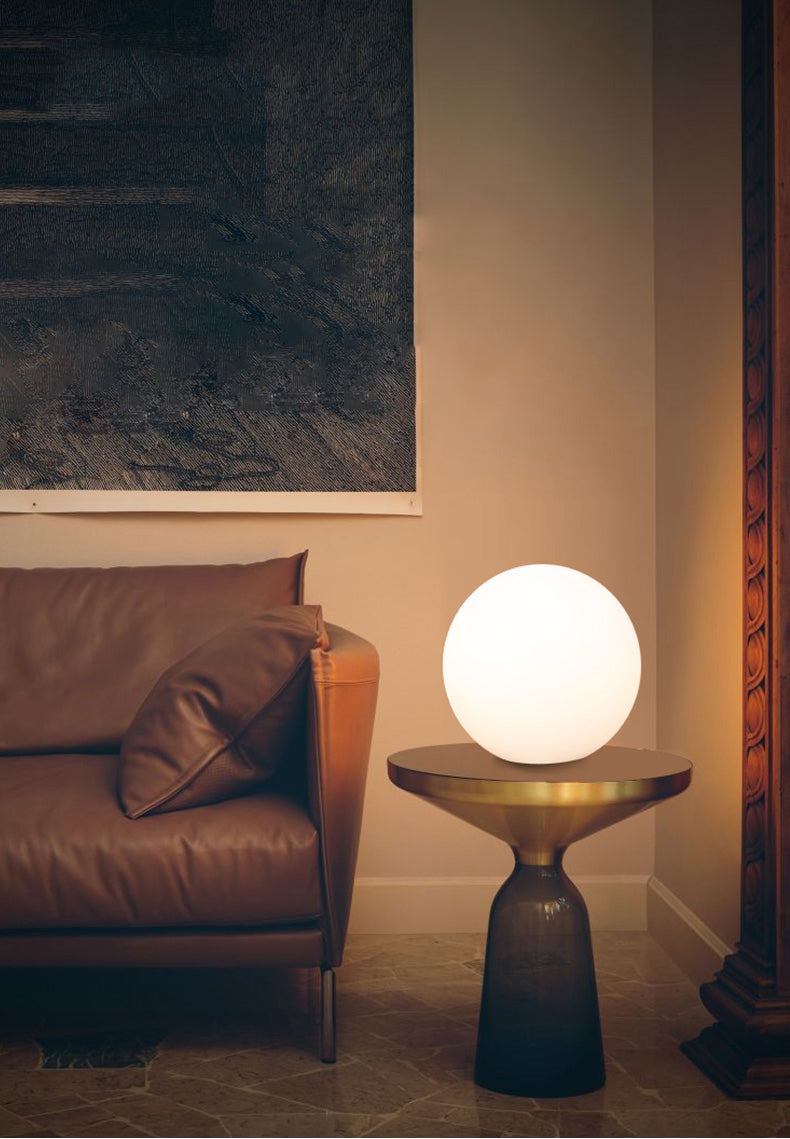 Ultra-modern Simplicity Globe Table Lamp White Glass Nightstand Lamp for Bedroom