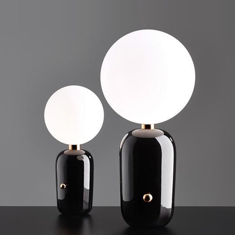 Ultra-modern Simplicity Globe Table Lamp White Glass Nightstand Lamp for Bedroom