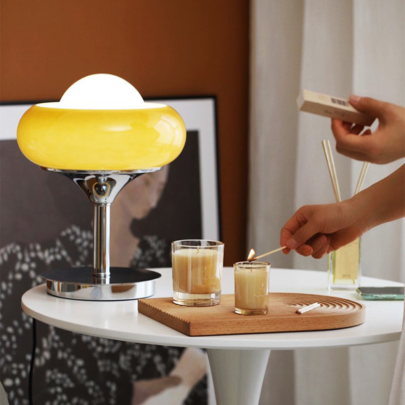 Lampe de table tarte à œufs d'oeuf ultra-moderne lampe de chevet en verre soufflé à la main pour chambre à coucher
