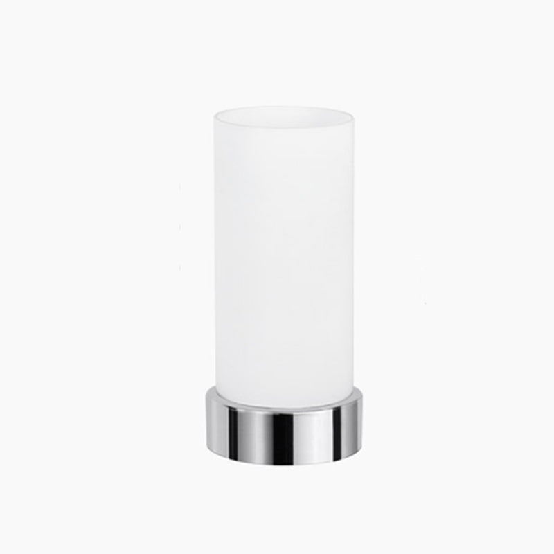 Lampada da tavolo a cilindro ultramoderna e semplice Lampada da comodino in vetro bianco per camera da letto