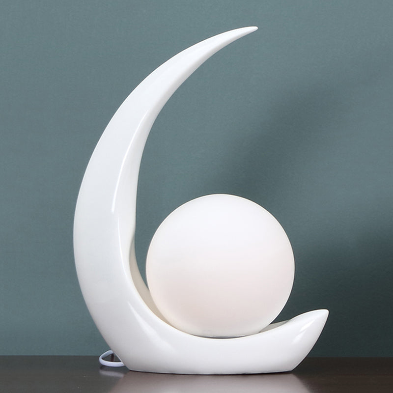 Lampada da tavolo ultramoderna Simplicity Moon Lampada da comodino in vetro bianco per camera da letto