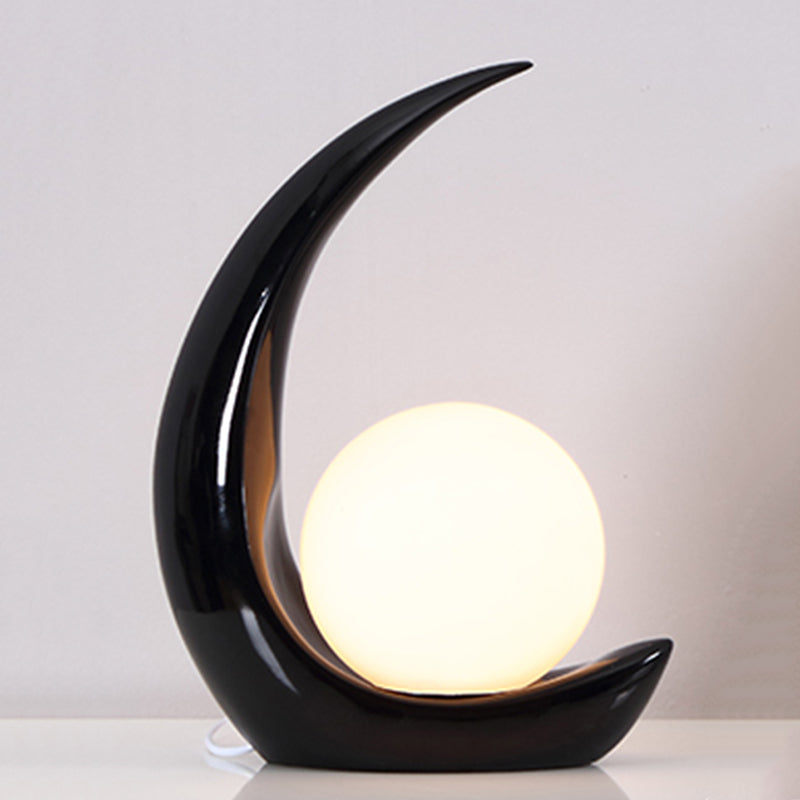 Lampada da tavolo ultramoderna Simplicity Moon Lampada da comodino in vetro bianco per camera da letto