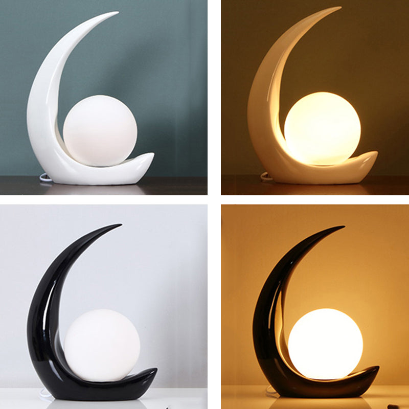 Lampada da tavolo ultramoderna Simplicity Moon Lampada da comodino in vetro bianco per camera da letto