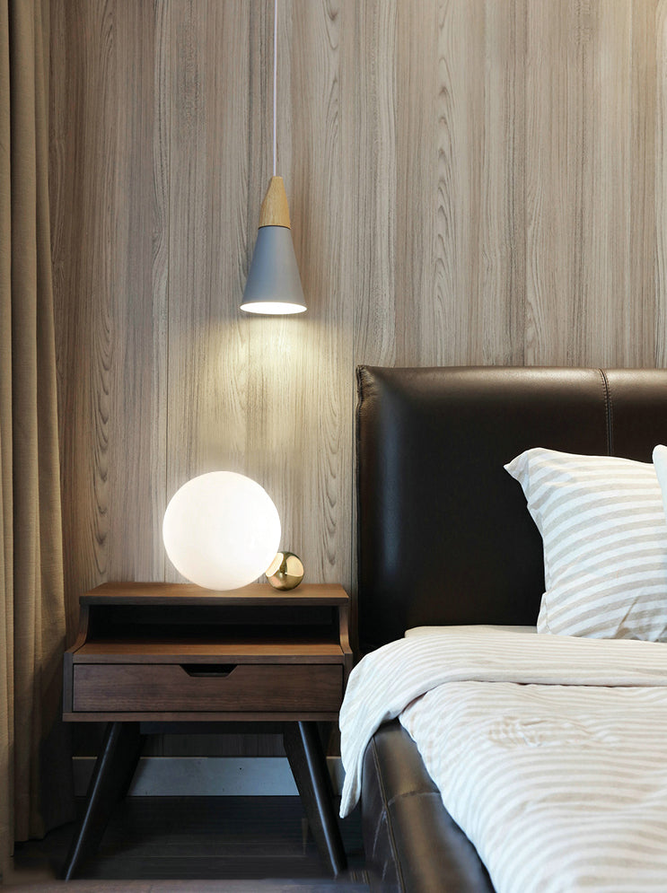 Ultra-modern Simplicity Globe Table Lamp White Glass Nightstand Lamp for Bedroom