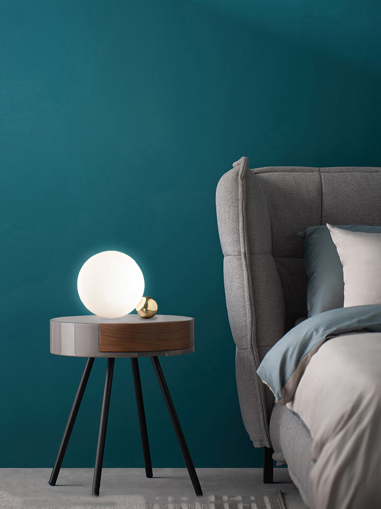 Ultra-modern Simplicity Globe Table Lamp White Glass Nightstand Lamp for Bedroom