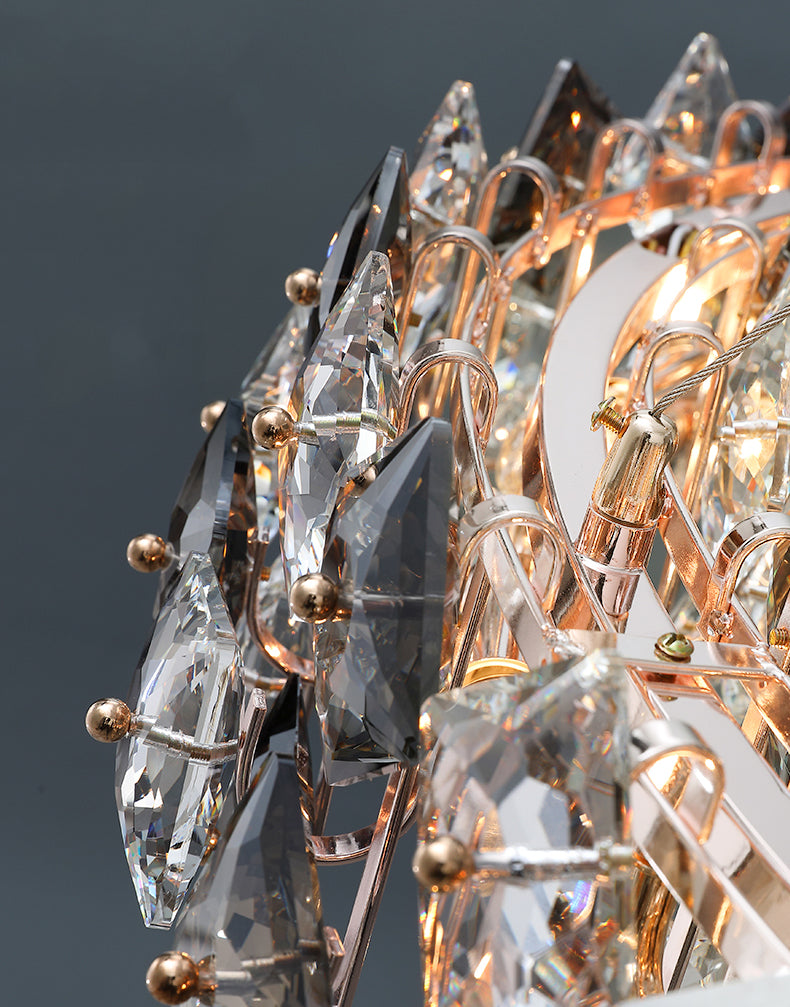 Plafond de forme ronde Light Light Clear Crystal Chandelier Éclairage pour le salon