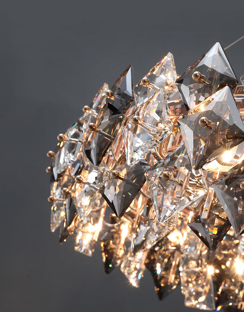 Plafond de forme ronde Light Light Clear Crystal Chandelier Éclairage pour le salon