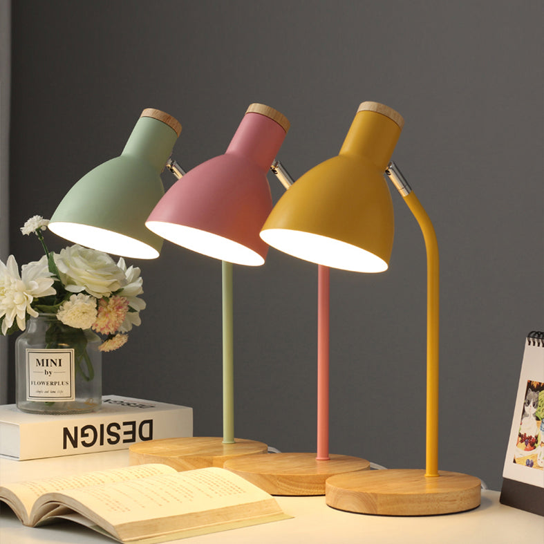 Macaron Simplicity Cone Table Lamp Metallic Nightstand Lamp for Bedroom