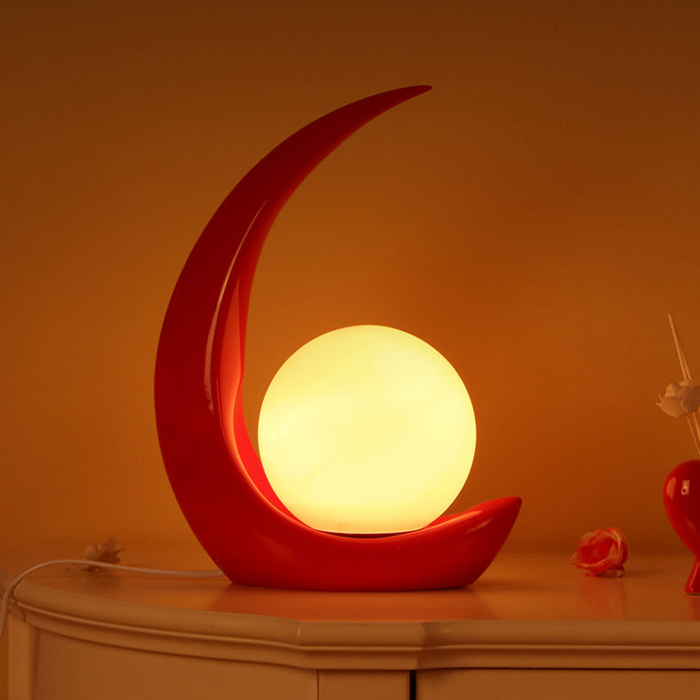 Lampada da tavolo ultramoderna Simplicity Moon Lampada da comodino in vetro bianco per camera da letto