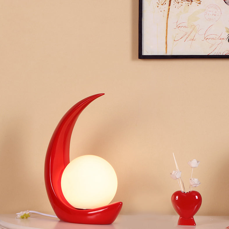 Lampada da tavolo ultramoderna Simplicity Moon Lampada da comodino in vetro bianco per camera da letto