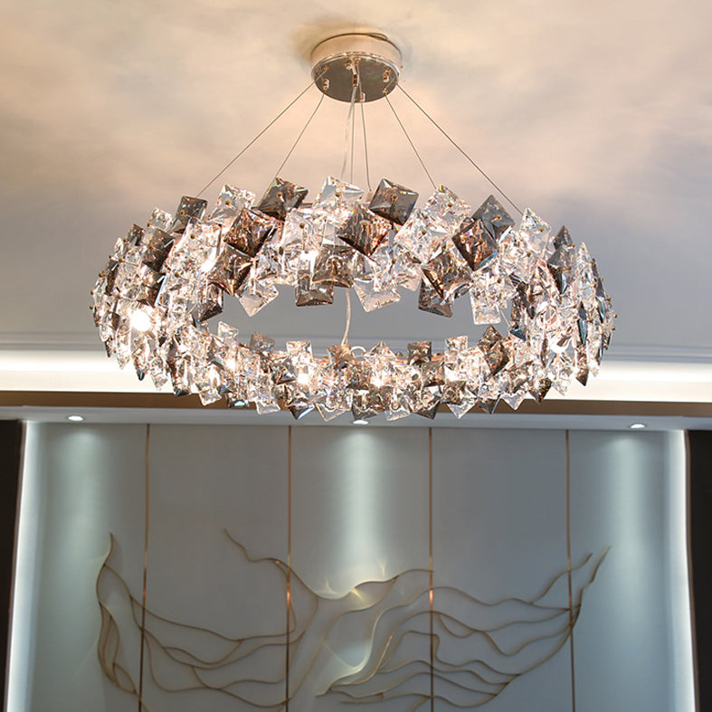 Luce a sospensione con soffitto a forma rotonda Lumo cristallo trasparente per soggiorno