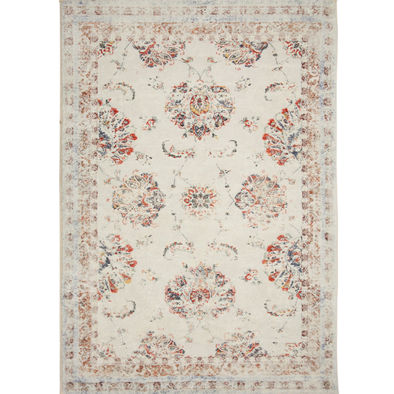 Whitewashed Victoria Area Rug Floral Print Carpet Polypropylene Easy Care Rug for Home Decoration