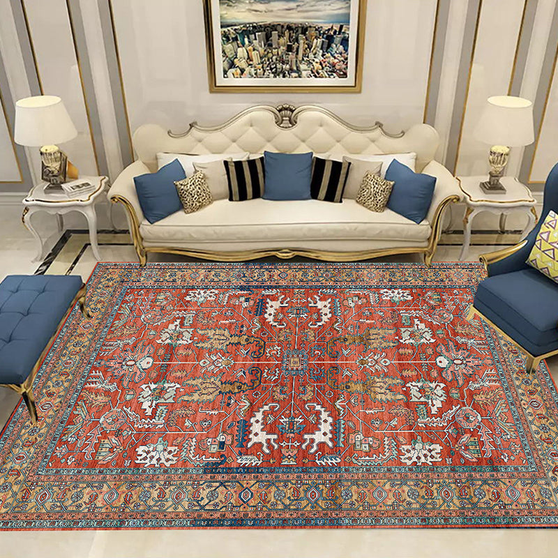 Shabby Chic Area Rug Whitewashed Mid-Century Carpet Polyester Stain Resistant Rug for Living Room