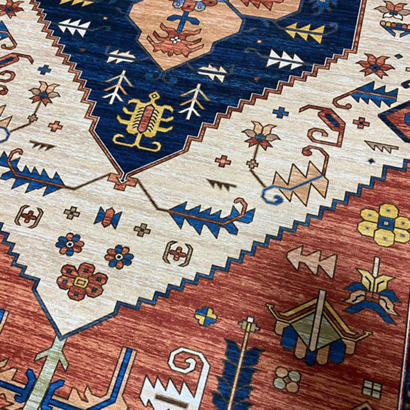 Shabby Chic Area Rug Whitewashed Mid-Century Carpet Polyester Stain Resistant Rug for Living Room