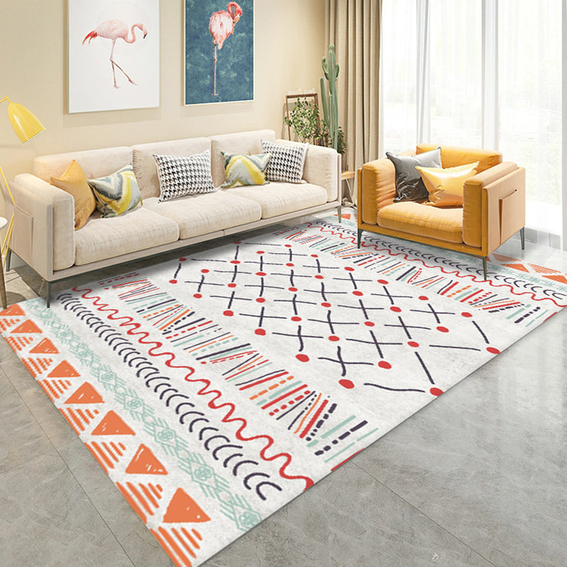 Classic Boho-Chic Rug Retro Striped Indoor Carpet Polyester Stain Resistant Carpet for Living Room