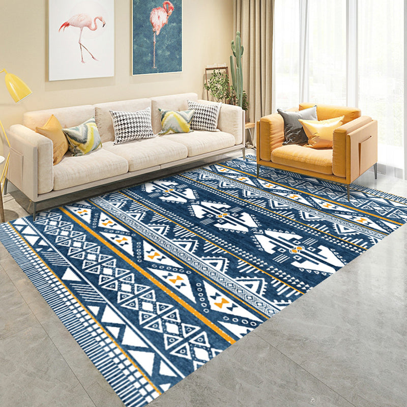 Classic Boho-Chic Rug Retro Striped Indoor Carpet Polyester Stain Resistant Carpet for Living Room