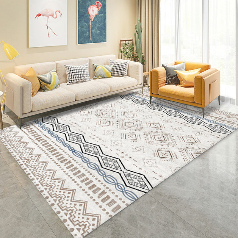 Classic Boho-Chic Rug Retro Striped Indoor Carpet Polyester Stain Resistant Carpet for Living Room