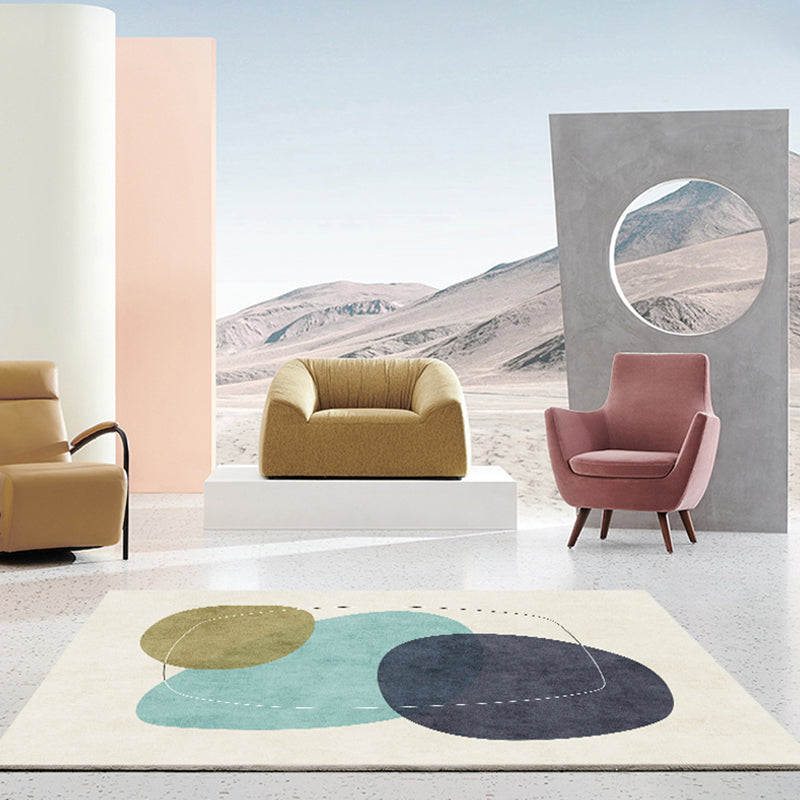 Apricot Tone Simplicity Indoor Rug Polyester Color Block Carpet Non-Slip Backing Rug for Bedroom