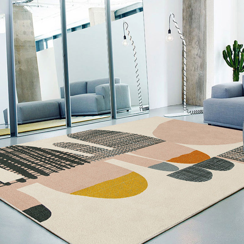 Multicolor Trendy Area Rug Polyester Abstract Print Rug Anti-Slip Backing Indoor Rug for Living Room