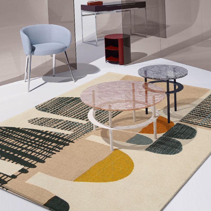 Multicolor Trendy Area Rug Polyester Abstract Print Rug Anti-Slip Backing Indoor Rug for Living Room