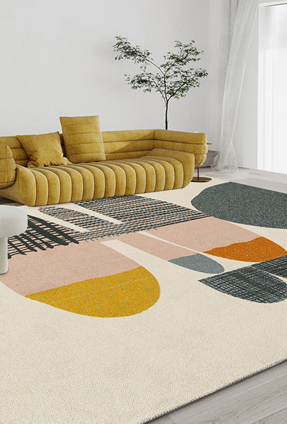 Multicolor Trendy Area Rug Polyester Abstract Print Rug Anti-Slip Backing Indoor Rug for Living Room