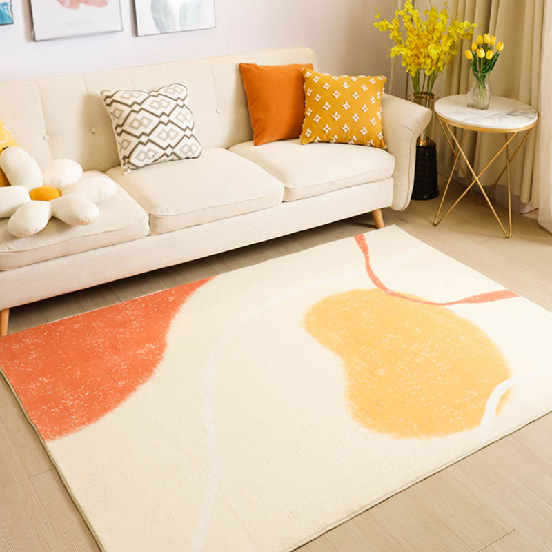 Apricot Tone Nordic Area Rug Polyester Abstract Color Block Rug Washable Indoor Rug for Living Room