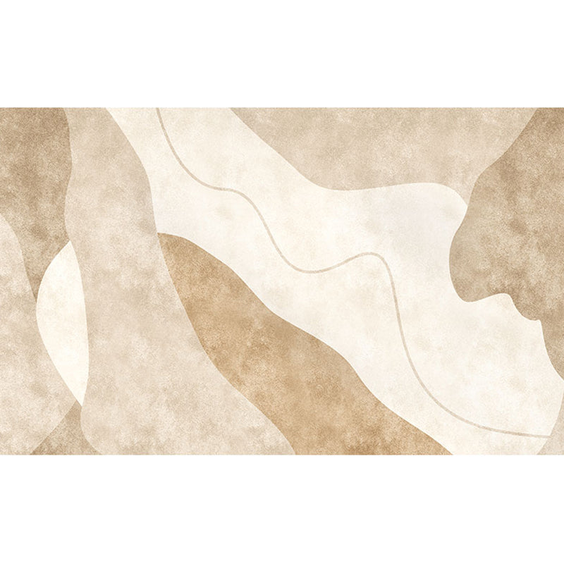 Apricot Tone Simple Area Rug Polyester Color Block Print Rug Non-Slip Backing Carpet for Living Room