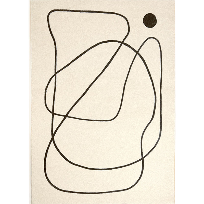 Simple White Tone Casual Rug Polyester Abstract Lines Area Rug Easy Care Carpet for Home Decoration