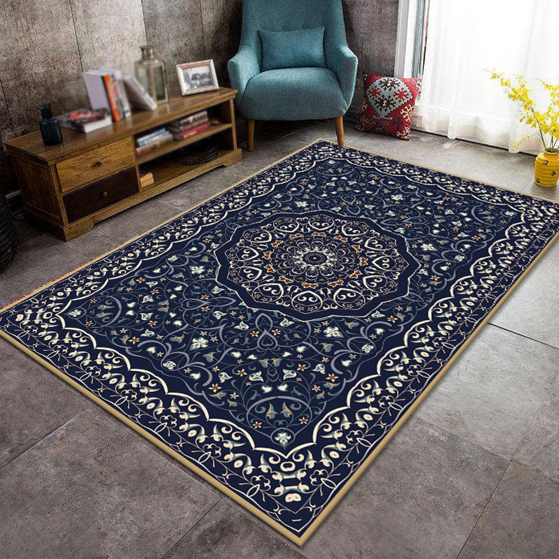 Aesthetic Victorian Area Rug Symmetric Floral Printed Carpet Stain Resistant Rug for Home Decor