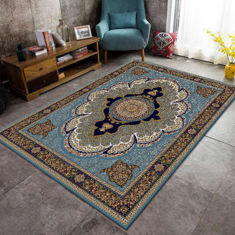 Aesthetic Victorian Area Rug Symmetric Floral Printed Carpet Stain Resistant Rug for Home Decor